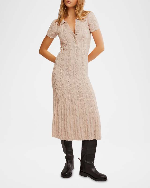 Amory Cable-Knit Midi Dress